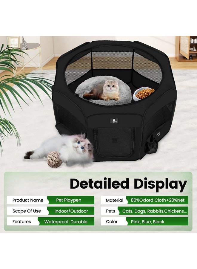 إكس-زون بيت حظيرة لعب الكلاب المحمولة من X-ZONE PET للجراء والقطط والأرانب والصيصان، خيمة لعب قابلة للطي، قفص للكلاب، مناسب للسفر والتخييم في الأماكن المغلقة/المفتوحة، أسود كبير - Image 2