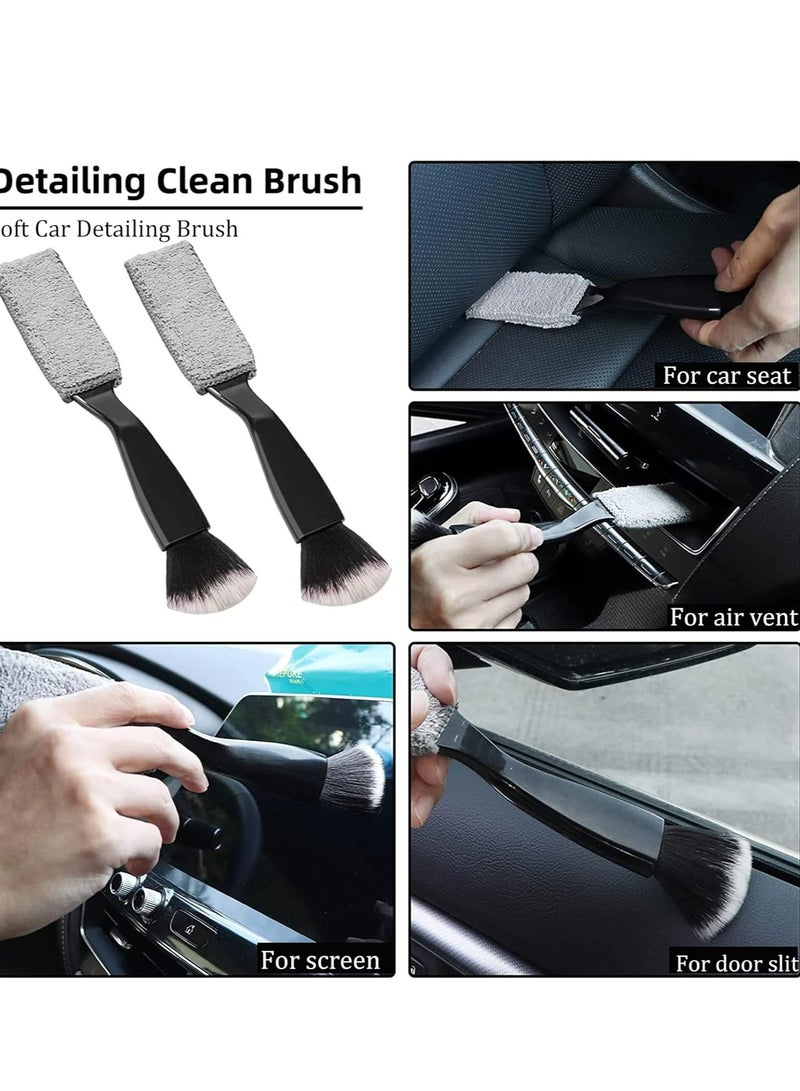 Loquat 2 Pack Double Head Brush for Car Clean, 2 in 1 Car Duster,Car Air Vents Dashboard Screen Clean Brush - Image 3