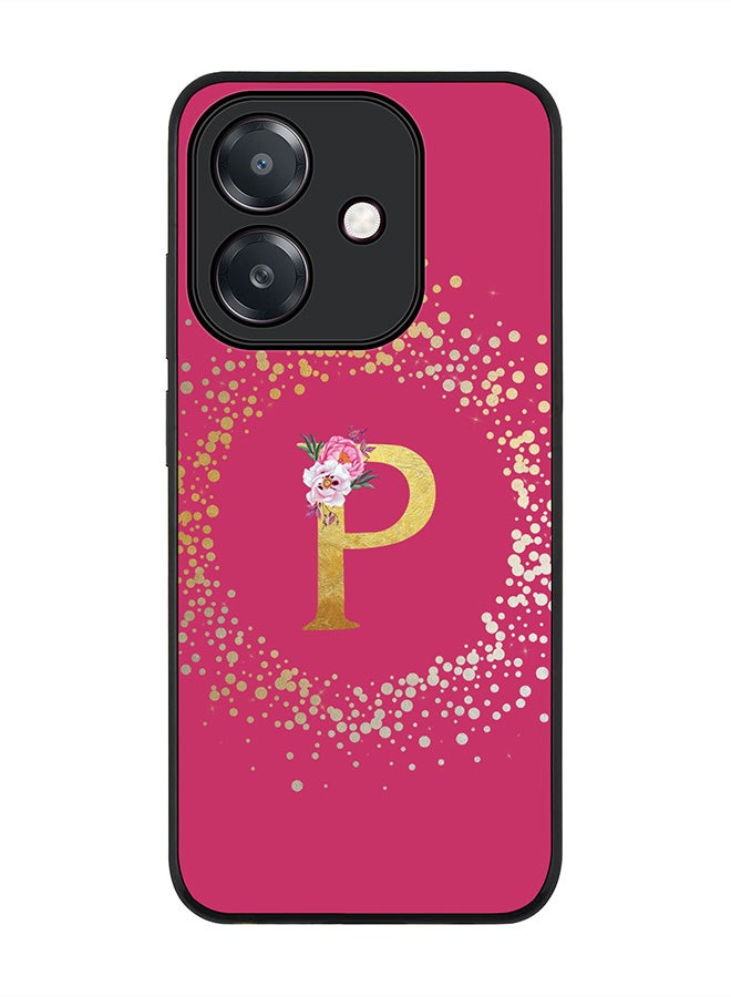 Stylizedd For Oppo A60 5G / A3 5G / A3x 5G Case,Slim fit Camera Protection, Shockproof Thin Phone cover - Custom Monogram Floral - P ( Deep Pink ) - Image 1