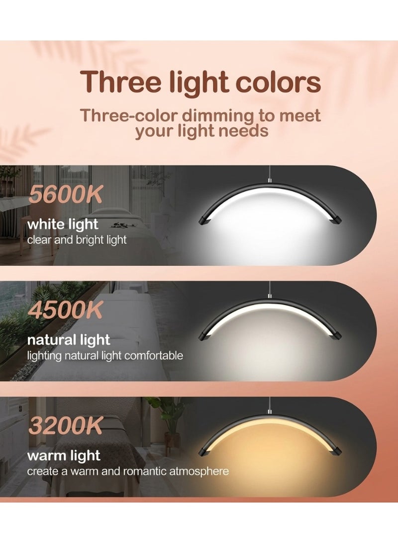 مصباح LED احترافي على شكل نصف قمر لتركيب الرموش - مصباح أرضي قابل للدوران 360 درجة مع حامل للهاتف، قابل لتعديل درجة حرارة اللون من 3200 كلفن إلى 5600 كلفن، وارتفاع قابل للتعديل (125-180 سم) لتركيب الرموش، والعناية بالبشرة، والوشم - Image 4