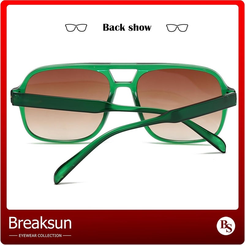 Breaksun Square Aviator Sunglasses for Men Women Fashion Vintage Diamond Cutting Lens Classic Military Pilot Gradient Shades - Image 3