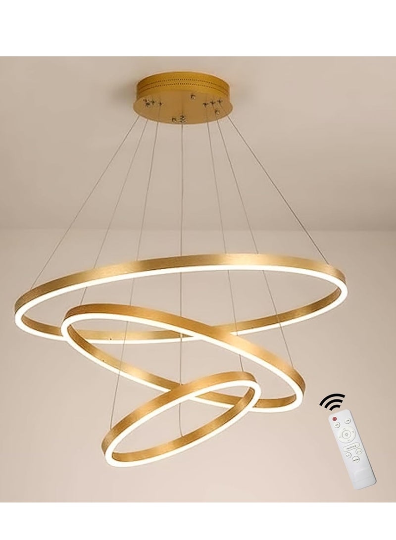 Vmax Modern LED Pendant Light with Remote Control - 120 W | LED Chandelier Pendant light Fixture for Living Room, Bedroom | Dimmable Smart Chandelier Pendant Lamp (Gold)  - Image 1