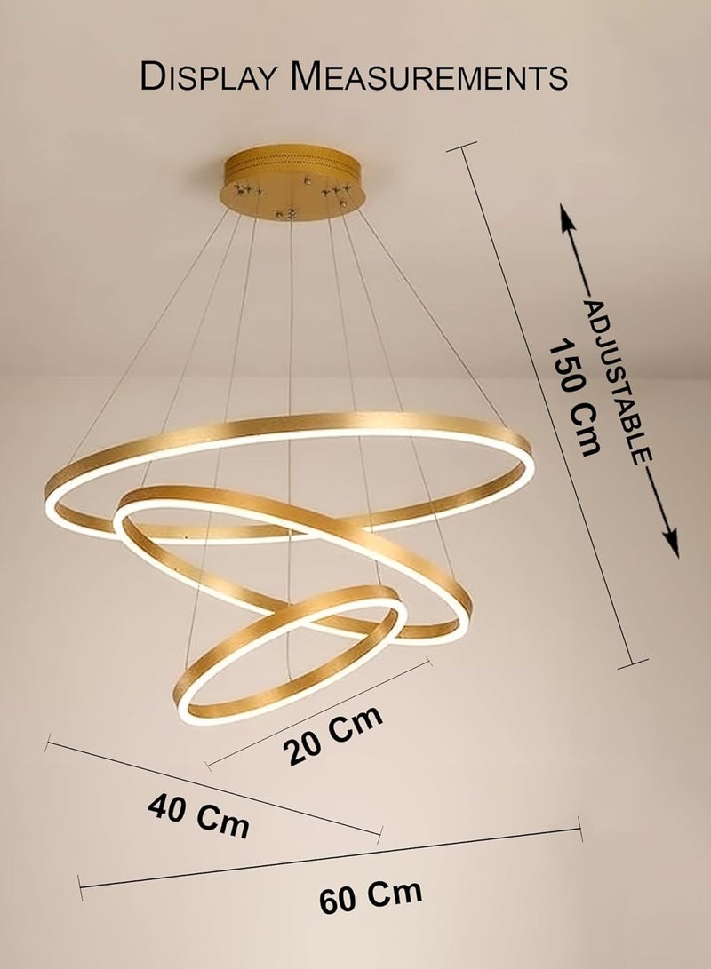 Vmax Modern LED Pendant Light with Remote Control - 120 W | LED Chandelier Pendant light Fixture for Living Room, Bedroom | Dimmable Smart Chandelier Pendant Lamp (Gold)  - Image 2