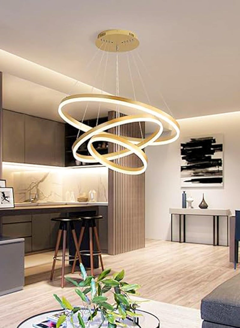 Vmax Modern LED Pendant Light with Remote Control - 120 W | LED Chandelier Pendant light Fixture for Living Room, Bedroom | Dimmable Smart Chandelier Pendant Lamp (Gold)  - Image 3