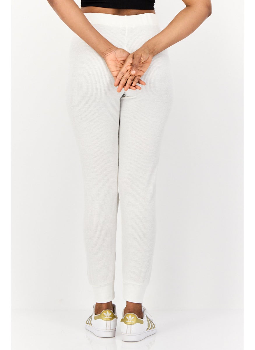BRAVE SOUL Women Regular Fit Textured Sweatpants, White  - Image 3