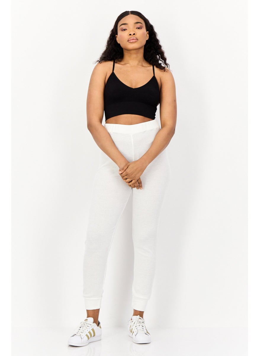 BRAVE SOUL Women Regular Fit Textured Sweatpants, White  - Image 4