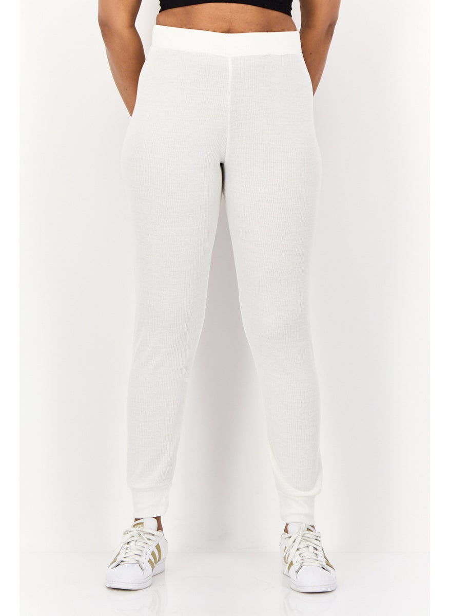 BRAVE SOUL Women Regular Fit Textured Sweatpants, White  - Image 1