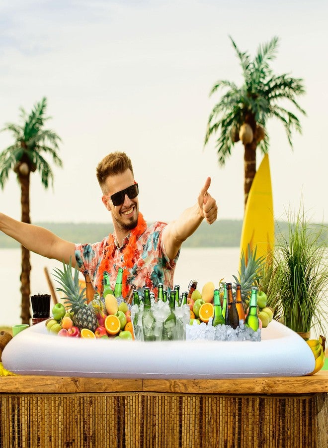 Feradny 5 Pack Inflatable Ice Serving Bar Salad Buffet Floating Tray Beverage with Drain Plug Ice Tray Food Drink Containers Inflatable Cooler for BBQ Picnic Pool Party - Image 4