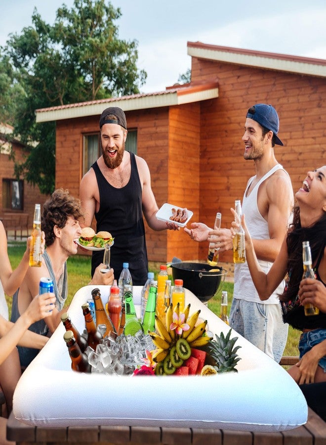 Feradny 5 Pack Inflatable Ice Serving Bar Salad Buffet Floating Tray Beverage with Drain Plug Ice Tray Food Drink Containers Inflatable Cooler for BBQ Picnic Pool Party - Image 3