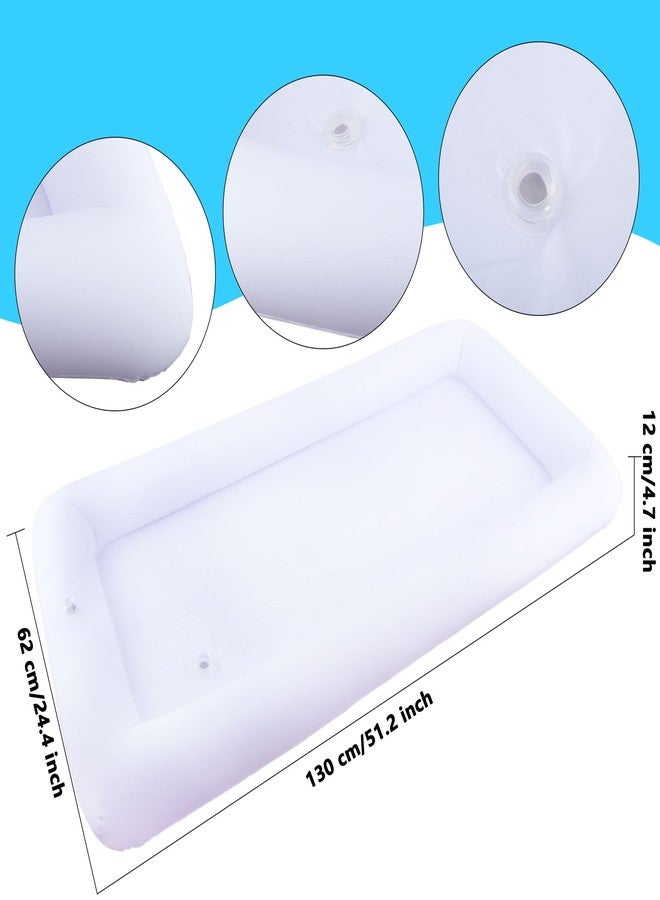 Feradny 5 Pack Inflatable Ice Serving Bar Salad Buffet Floating Tray Beverage with Drain Plug Ice Tray Food Drink Containers Inflatable Cooler for BBQ Picnic Pool Party - Image 2