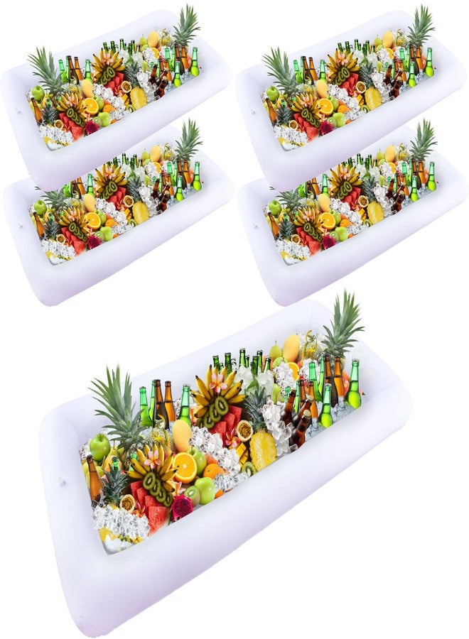 Feradny 5 Pack Inflatable Ice Serving Bar Salad Buffet Floating Tray Beverage with Drain Plug Ice Tray Food Drink Containers Inflatable Cooler for BBQ Picnic Pool Party - Image 1