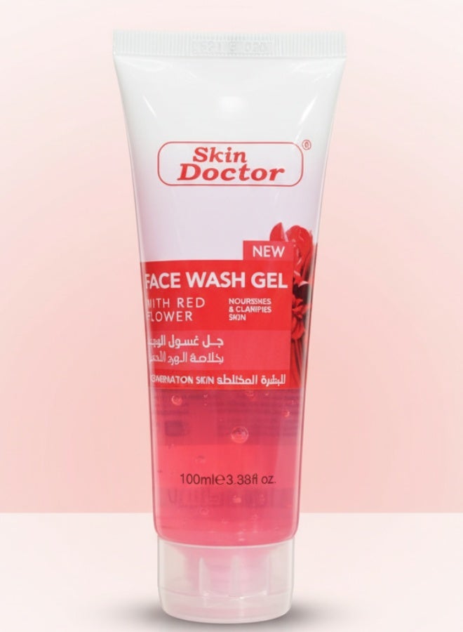 Face Wash Red Flower Model 100ml Deep Cleansing Brightening Moisturizing Facial Cleanser for Smooth and Fresh Skin