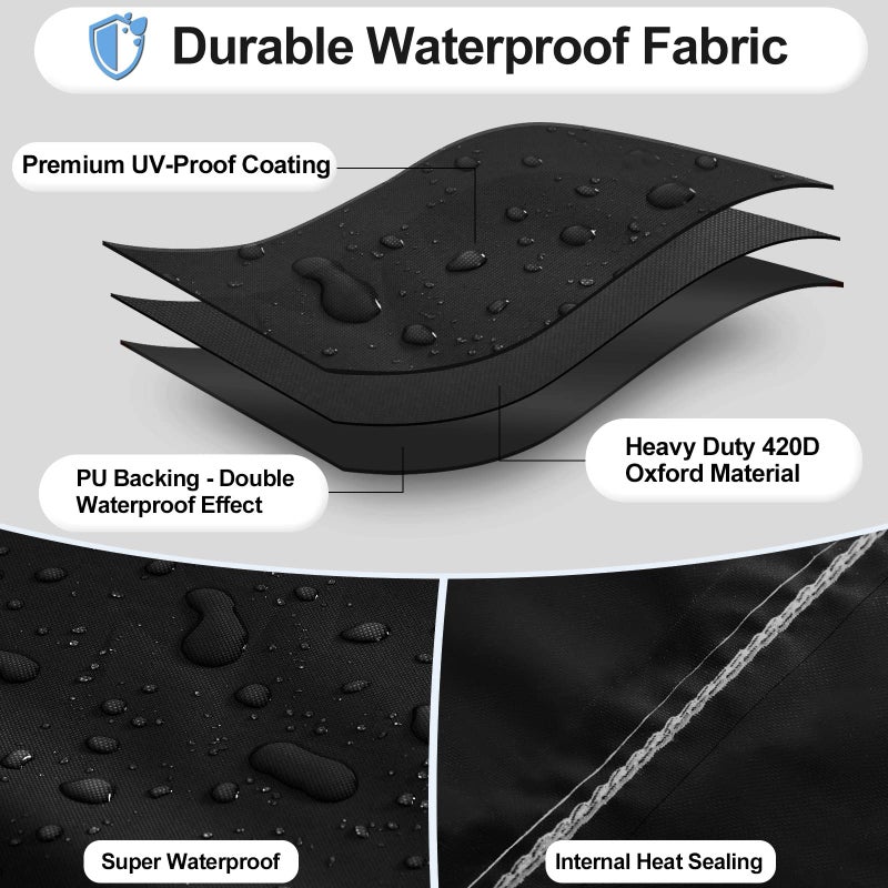 OutdoorLines Outdoor Waterproof Patio Ottoman Covers - Square UV-Proof Patio Side Table Cover Windproof Heavy-Duty Furniture Covering Protector 25L x 25W x 17H Inch, Black - Image 3