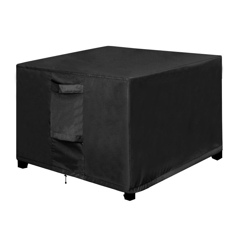 OutdoorLines Outdoor Waterproof Patio Ottoman Covers - Square UV-Proof Patio Side Table Cover Windproof Heavy-Duty Furniture Covering Protector 25L x 25W x 17H Inch, Black - Image 1