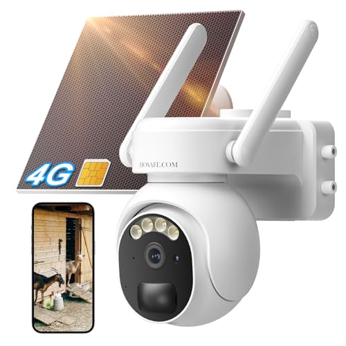 HOSAFE.COM 4G LTE Cellular Security Camera Wireless Outdoor, No WiFi Security Camera with Solar Panel, Off Grid Cell Camera for Jobsite, Built-in SIM Card - Image 1