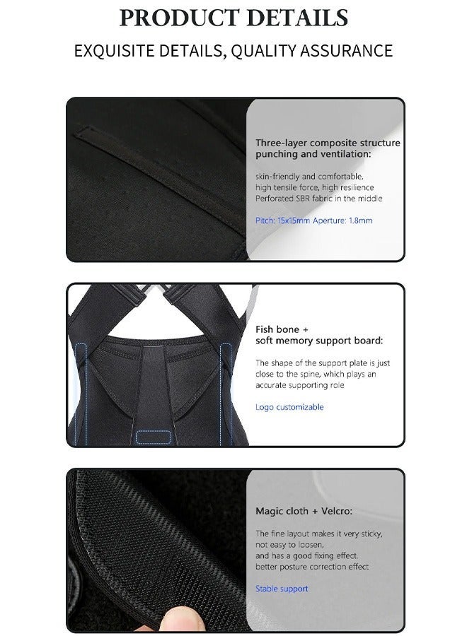 Back Brace Posture Corrector, Adjustable Full Back Trainer, for Upper Lower Back Pain Relief (Black) - Image 2