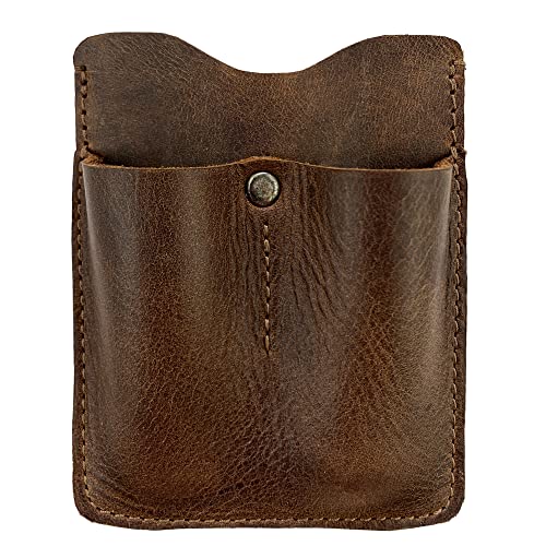 Hide & Drink Hide Drink Card Holder with Small Tools Slots Minimalist Organizer for Knife Flashlight Workshop Accessories Full Grain Leather Handmade Bourbon Brown - Image 1