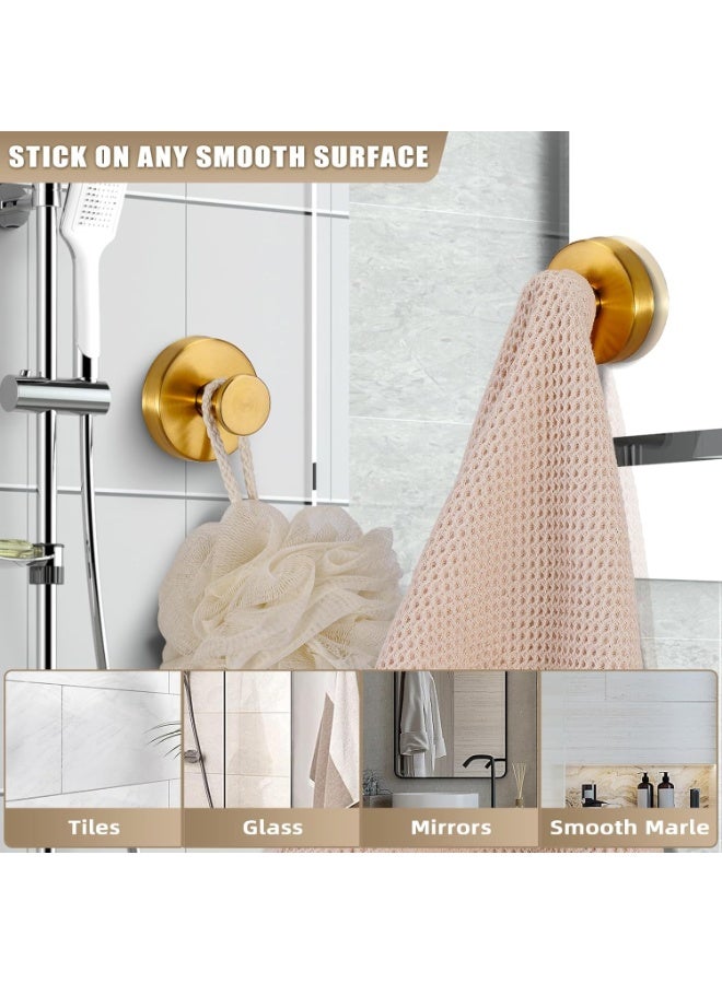 YQbest Matte Gold Suction Hooks (2 Pack) - Waterproof Rustproof Heavy Duty Hooks, Supports Up to 15 lbs, No Drilling for Shower, Bathroom, Kitchen, Glass Doors, Shower Mirrors, Tiles - Hangs Loofahs, Towels, Coats, Bath Robes - Image 3
