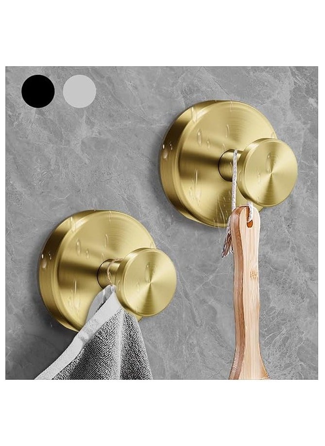 YQbest Matte Gold Suction Hooks for Shower, Bathroom, Kitchen, Glass Doors, Mirrors, and Tiles for Hanging Loofahs, Towels, Coats, Bath Robes – Supports up to 15 lbs, Waterproof, Rustproof – 2 Pack  - Image 1