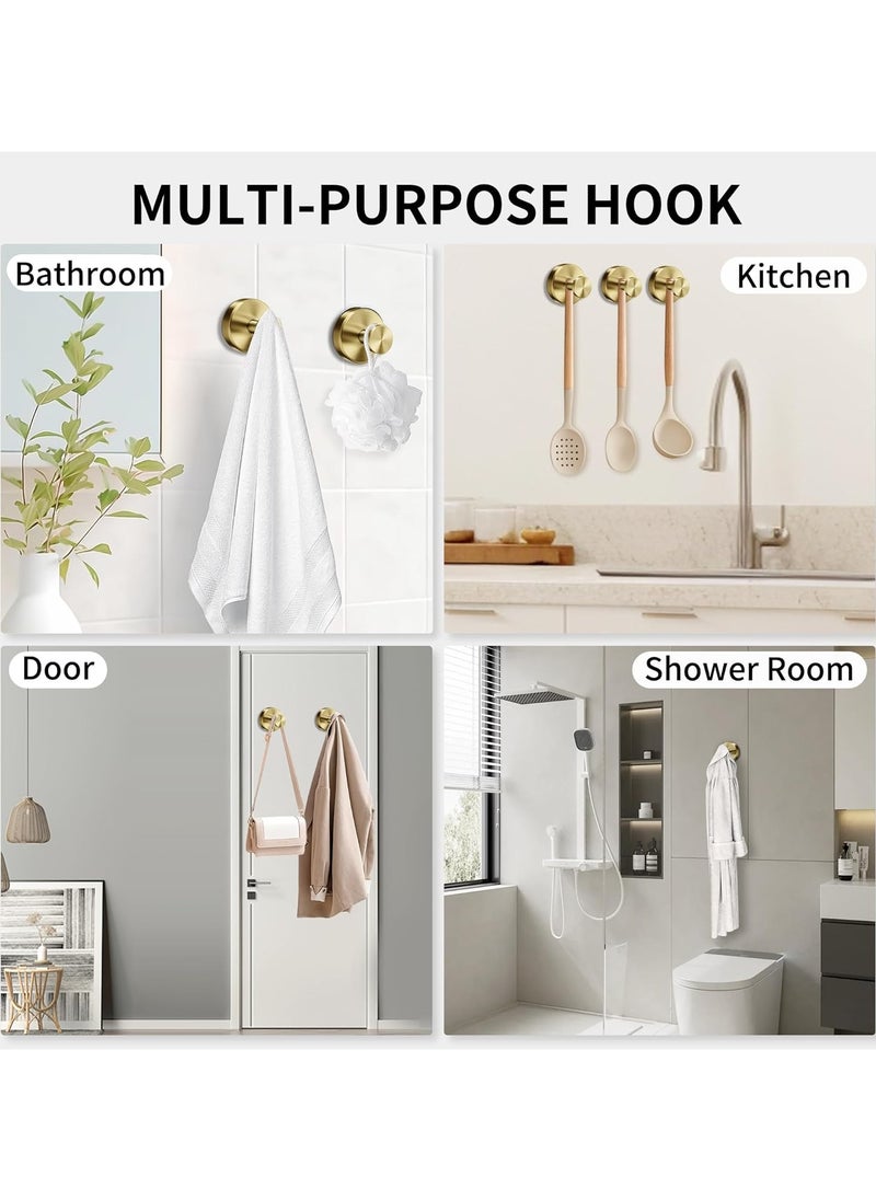 YQbest Matte Gold Suction Hooks for Shower, Bathroom, Kitchen, Glass Doors, Mirrors, and Tiles for Hanging Loofahs, Towels, Coats, Bath Robes – Supports up to 15 lbs, Waterproof, Rustproof – 2 Pack  - Image 5