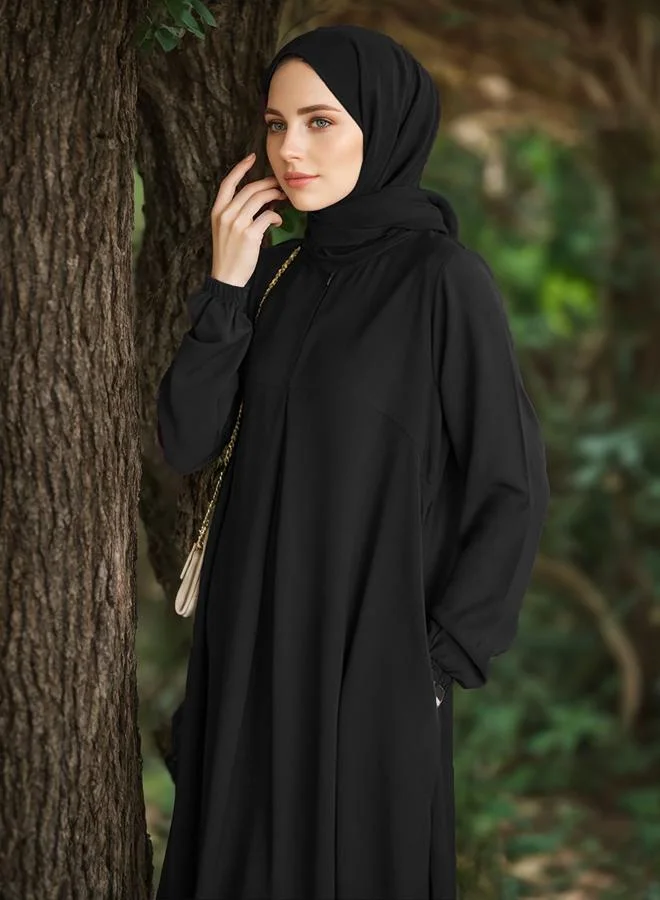 تايك تو جلابية نسائية بأكمام مكشكشة وسحاب أمامي