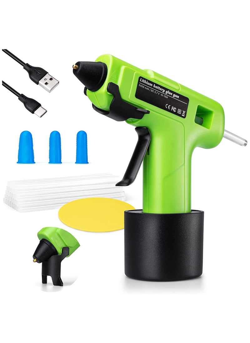 ASIV Belita Type-c Cordless Hot Glue Gun with 20PCS Glue Sticks 15s Fast Preheating Smart Power-Off 5000 mAh Wireless Hot Melt Glue Gun Kit for Jewelry Arts Crafts DIY Festival, Green  - Image 1