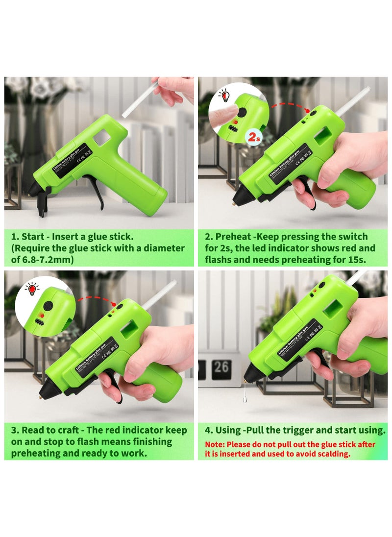 ASIV Belita Type-c Cordless Hot Glue Gun with 20PCS Glue Sticks 15s Fast Preheating Smart Power-Off 5000 mAh Wireless Hot Melt Glue Gun Kit for Jewelry Arts Crafts DIY Festival, Green  - Image 3