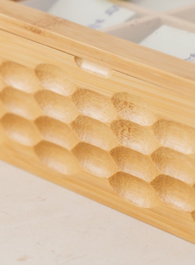 FLYROAD Tea Box,Tea Organizer with Bamboo Woven Decorative Lid, 6 Compartment Eco-Friendly Tea Bag Organizer, Multi-Functional Organizer for Tea Bags, Coffee Beans, Sugar, and more - Image 3