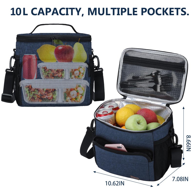 Gloppie Lunch Box for Men Women Insulated Lunch Bag Reusable Lunch Cooler Bag, Blue - Image 2