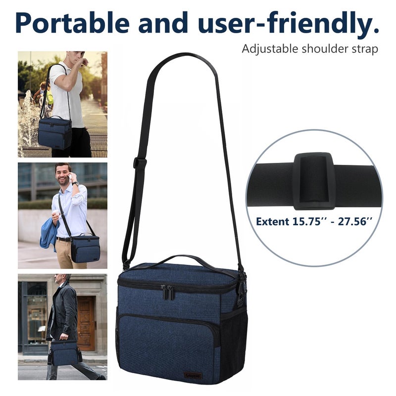 Gloppie Lunch Box for Men Women Insulated Lunch Bag Reusable Lunch Cooler Bag, Blue - Image 5