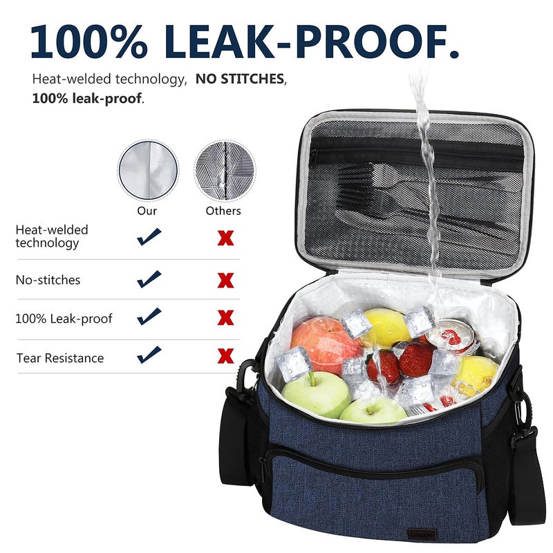 Gloppie Lunch Box for Men Women Insulated Lunch Bag Reusable Lunch Cooler Bag, Blue - Image 4