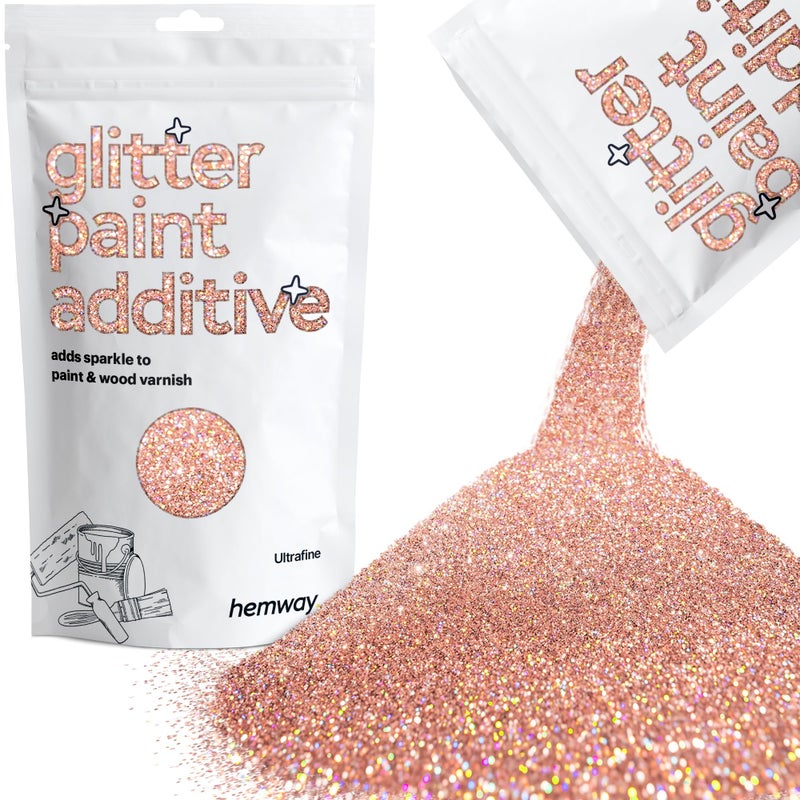Hemway | Glitter Paint Additive for Emulsion / Acrylic Water Based Paints 100g (Rose Gold Holographic) - Image 1