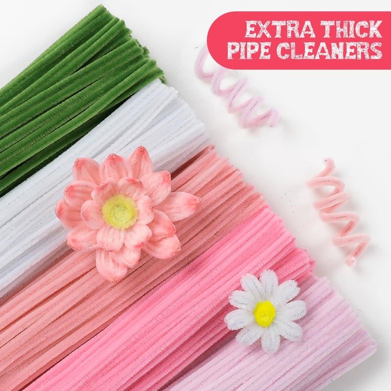 IOOLEEM Pipe Cleaners, 480pcs Pink, Flower Making Kit, Arts and Craft Supplies for Flowers, Ideas for Art Project Activity. - Image 4