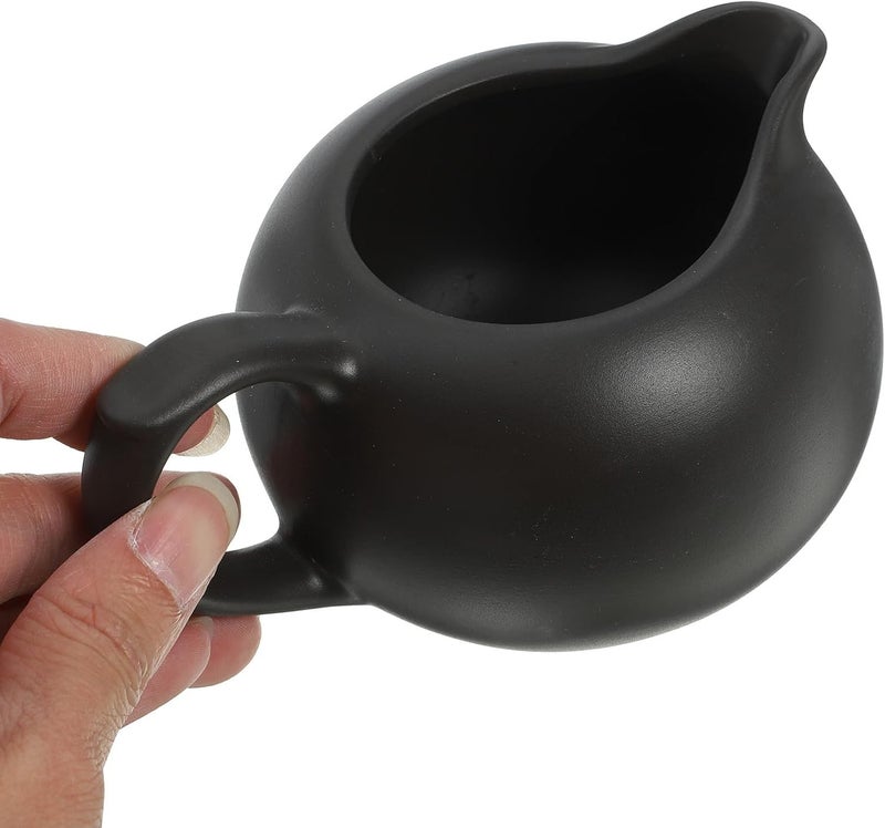 Generic Ceramic Handle Creamer Pitcher Small Milk Container Black Medium Size Porcelain Milk Kettle for Coffee Serving Kitchen Supply - Image 4