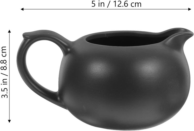 Generic Ceramic Handle Creamer Pitcher Small Milk Container Black Medium Size Porcelain Milk Kettle for Coffee Serving Kitchen Supply - Image 2