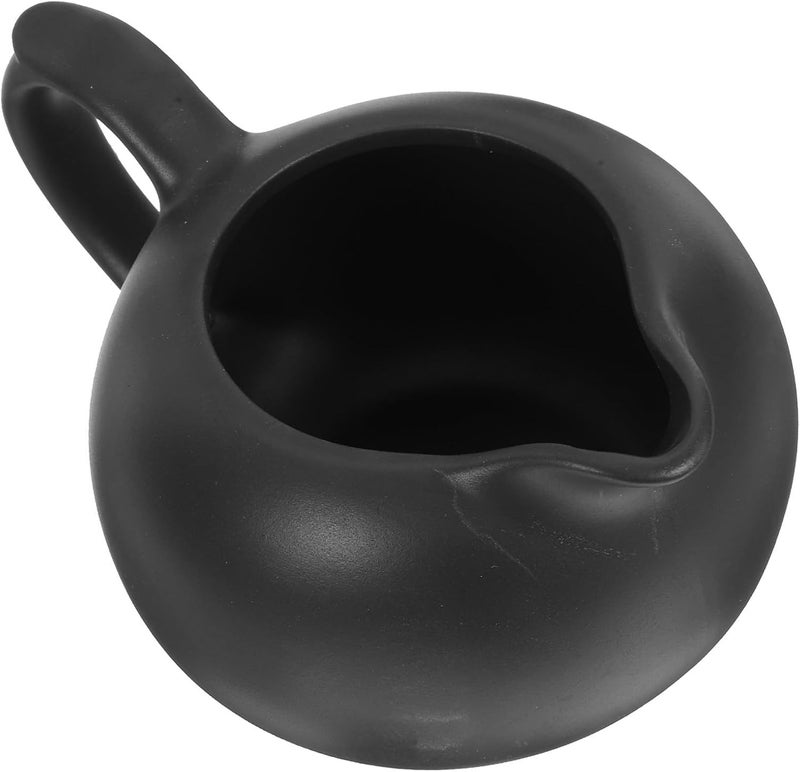 Generic Ceramic Handle Creamer Pitcher Small Milk Container Black Medium Size Porcelain Milk Kettle for Coffee Serving Kitchen Supply - Image 1