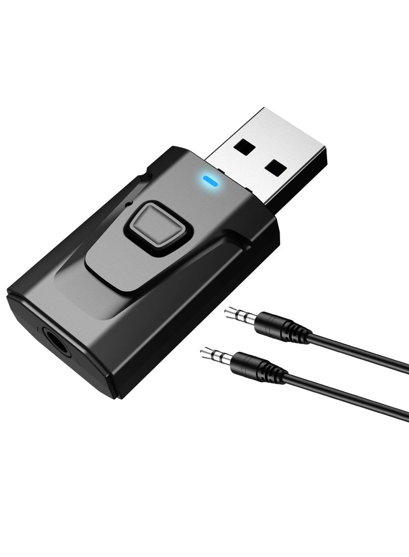 KASTWAVE USB Bluetooth 5.0 Transmitter Receiver, 4 in 1 Mini Wireless Audio Adapter, 3.5mm Bluetooth AUX Adapter Car Bluetooth Receiver for TV PC Headphone Speaker Car/Home Stereo System - Image 1
