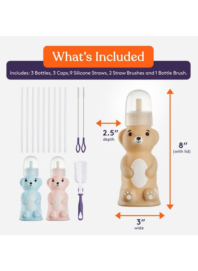 Special Supplies Honey Bear Straw Cup Long Straws, Squeezable Therapy and Special Needs Assistive Drink Container, Spill Proof and Leak Resistant Lid (Pack of 3 Bottles) - Image 2