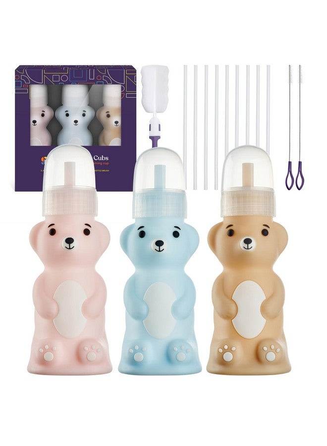 Special Supplies Honey Bear Straw Cup Long Straws, Squeezable Therapy and Special Needs Assistive Drink Container, Spill Proof and Leak Resistant Lid (Pack of 3 Bottles) - Image 1
