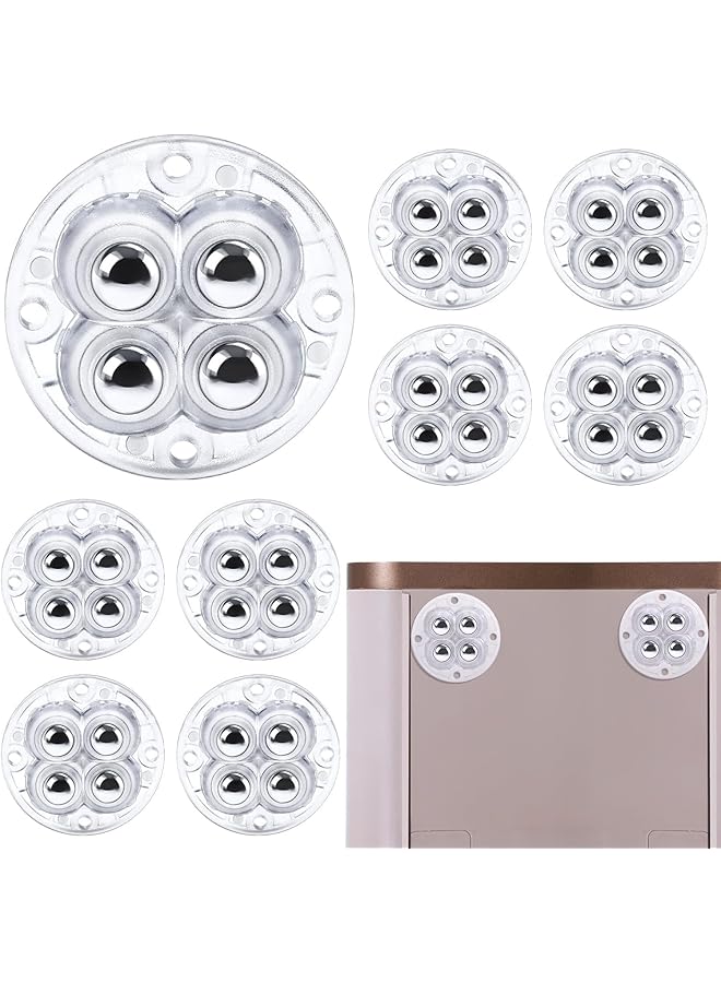 erorex 8Pcs Self Adhesive Caster Wheels 360 Degree Rotation Stainless Steel Paste Sticky Wheels Universal Mini Swivel Caster Wheels For Bins Appliances - Image 1