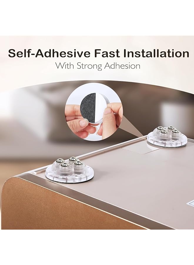 erorex 8Pcs Self Adhesive Caster Wheels 360 Degree Rotation Stainless Steel Paste Sticky Wheels Universal Mini Swivel Caster Wheels For Bins Appliances - Image 4