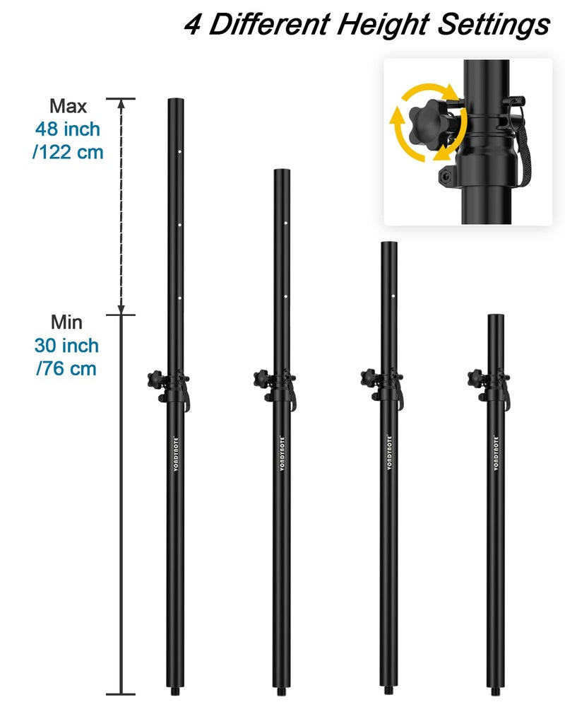 Vondynote Set of 2 Speaker Poles for Subwoofer 35mm Speaker Pole Mount Height Adjustable Fits M20 Threaded Mount - Image 2