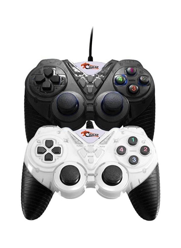 Cougar COUGAR-EGY (9082) USB Wired Double Gamepad Turbo Controller with Vibration Function For PC or Laptop, 1.5 Meter (BLACK&WHITE)  - Image 1