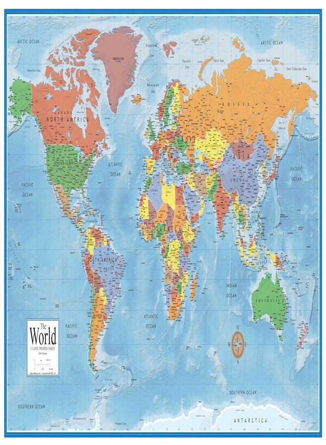 Swiftmaps World Premier Wall Map Poster Mural 24h x 36w - Image 1
