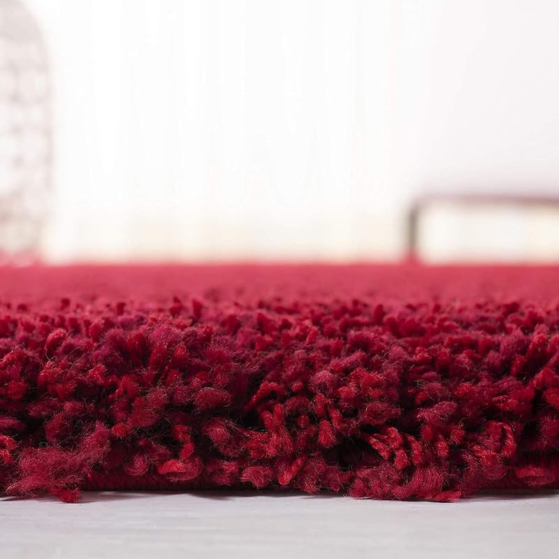 Tranquil Polyester Fluffy Fur Rug Shaggy Modern Carpet for Living Room, Bedroom, Guest Room, Kids Room (1.5x4 Feet, Red) - Image 3
