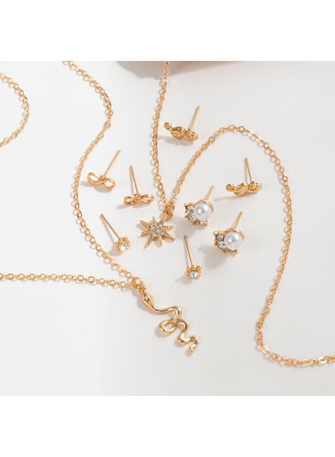 Lavida 5 Pairs New Fashionable High-Quality, elegant, and Sophisticated  Necklace and Earring for Women and Girls - Image 2