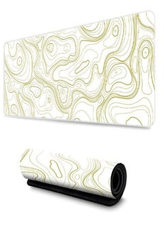 Large Gaming Mouse Pad with Stitched Edges, Minimalist Topographic Map Desk Mat, Extended XL Mousepad with Anti-Slip Base, Cool Desk Pad for Keyboard and Mouse