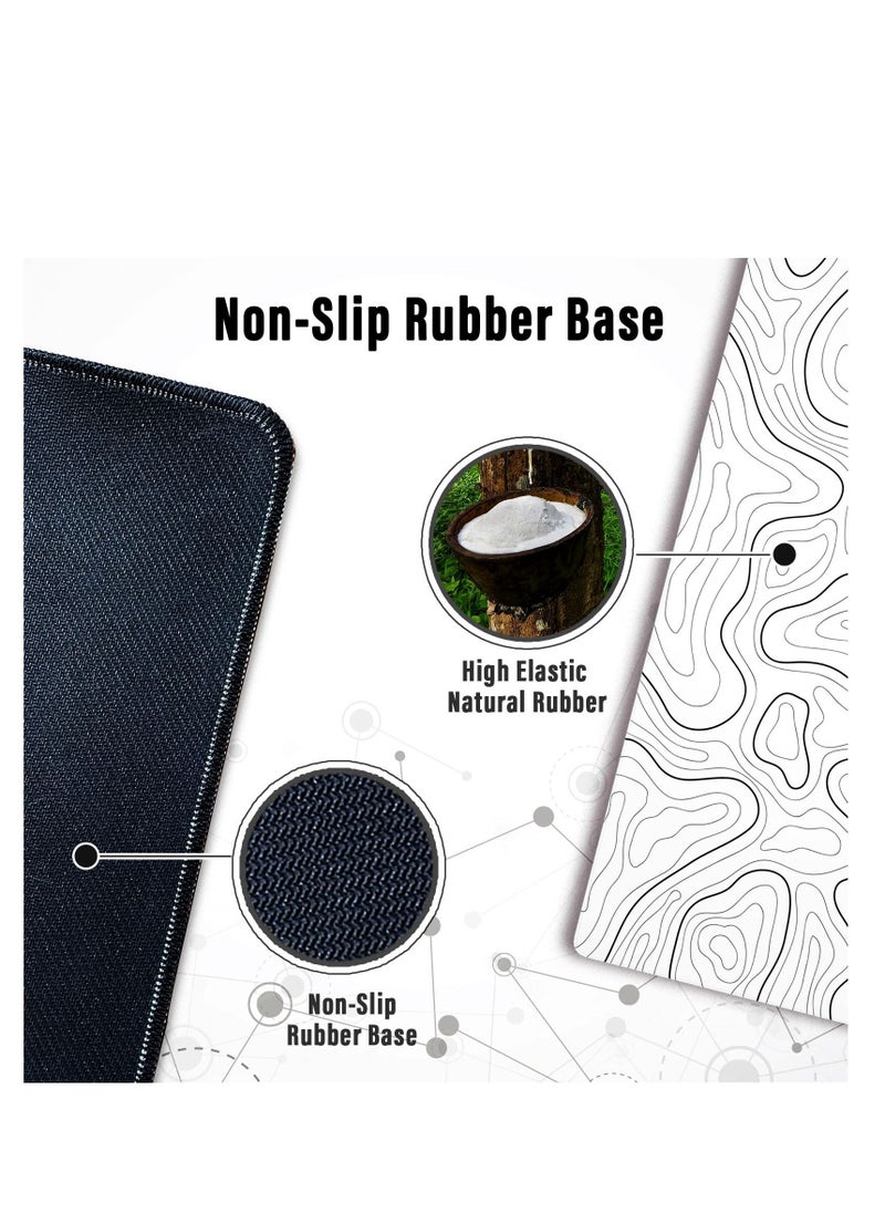 Arabest - Large Gaming Mouse Pad with Stitched Edges, Minimalist Topographic Map Desk Mat, Extended XL Mousepad with Anti-Slip Base, Cool Desk Pad for Keyboard and Mouse - Image 1