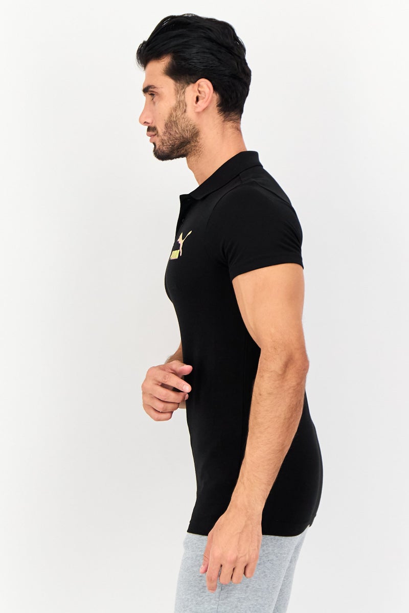 PUMA قميص بولو خارجي للرجال بقصة ضيقة بأكمام قصيرة، أسود - Image 2