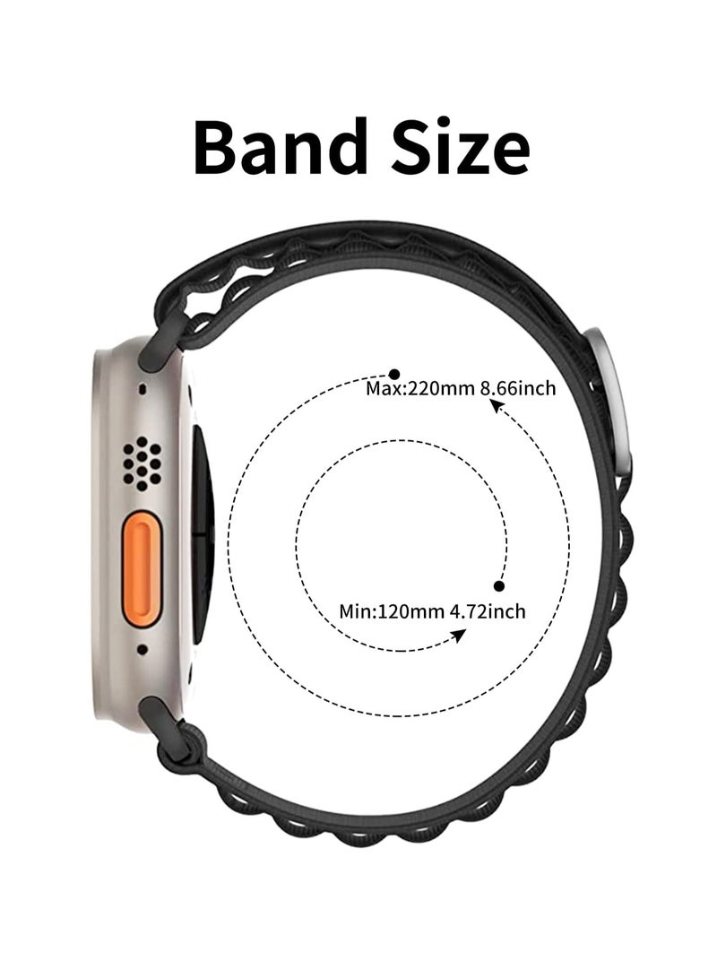 DUSALA Strap for Apple Watch Ultra Strap 42mm 44mm 45mm Alpine Loop Nylon Replacement Bands with Adjustable Sport Titanium G-hook Braided Straps for iWatch Ultra Series 8 7 SE 6 5 4 3 2 1 - BLACK - Image 5